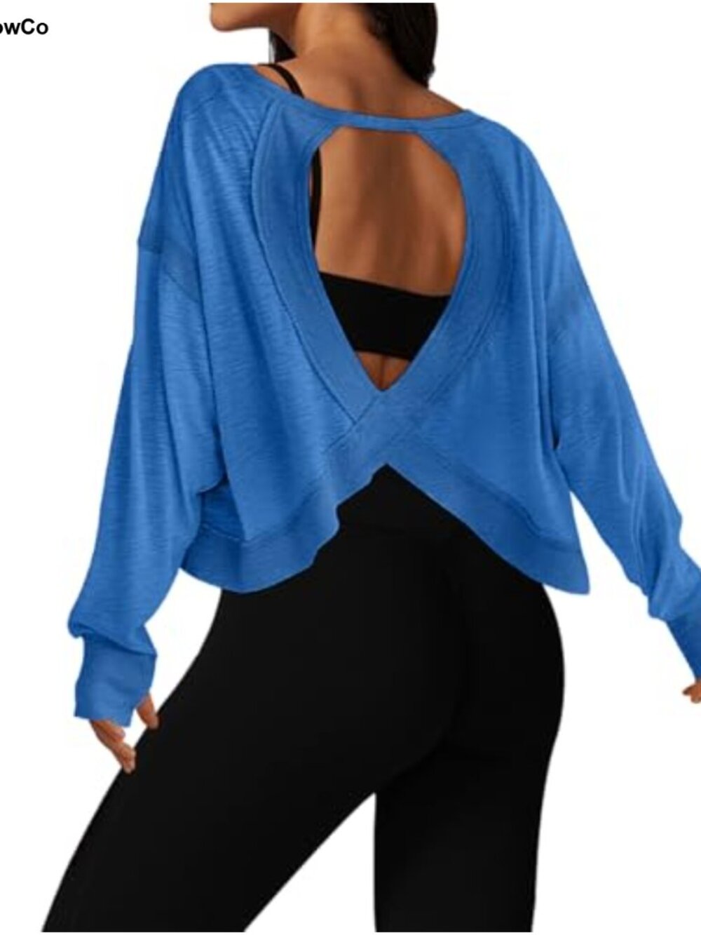 Open Back Workout Top Long Sleeve Cropped Athletic Tee